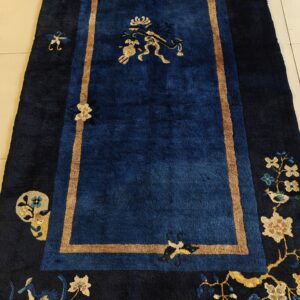Wool Rectangle 1920s Knotted Chinese Blue - Peking Antique Rug, detail photo 8, stock number 25840