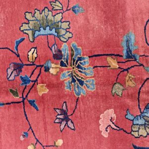 Yellow Antique Art Deco Swimming Swan Pattern Chinese Rug, detail photo 2, stock number 24284