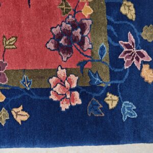 Yellow Antique Art Deco Swimming Swan Pattern Chinese Rug, detail photo 6, stock number 24284