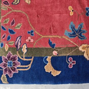 Yellow Antique Art Deco Swimming Swan Pattern Chinese Rug, detail photo 8, stock number 24284