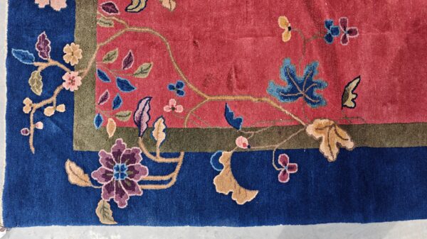 Yellow antique art deco swimming swan pattern chinese rug 12 Yellow antique art deco swimming swan pattern chinese rug, detail photo 8, stock number 24284