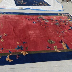 Yellow Antique Art Deco Swimming Swan Pattern Chinese Rug, detail photo 9, stock number 24284